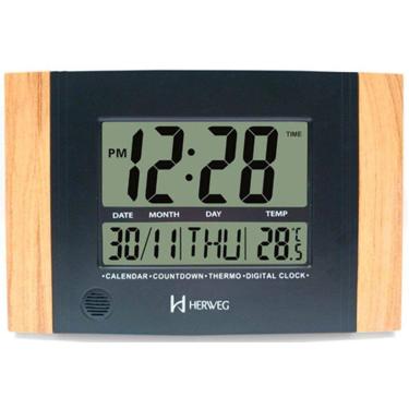Imagem de Relógio de Parede ou Mesa Digital LCD Calendário Termômetro Madeira Clara Herweg 6438