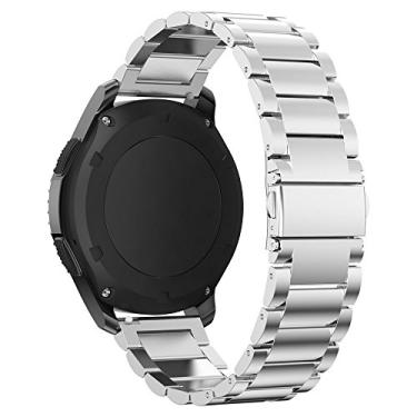 Imagem de Omter Pulseira para relógio Samsung Gear S3 Classic Frontier de aço inoxidável sólido premium para Samsung Gear S3 Classic Frontier Sports Smart Watch (aço prata)