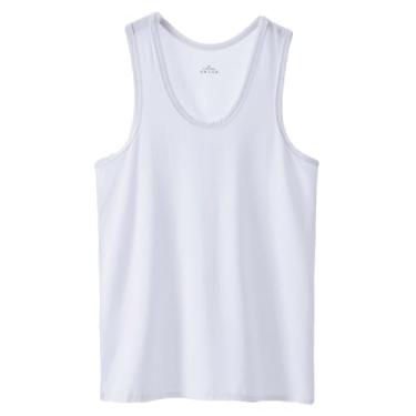 Imagem de newrong Camiseta masculina modal sem mangas com seção fina de gelo, Branco, 3G