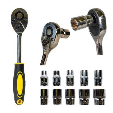 Imagem de Jogo de soquete sextavado longo 10 a 22 mm 1/2" c/ 10 peças - MTX - Ti