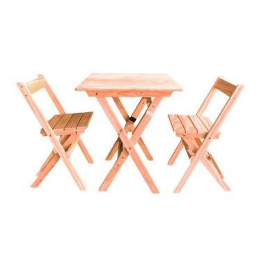 Imagem de Conjunto Mesa Dobrável para Bar e Lanchonetes 60x60cm com 2 Cadeiras e