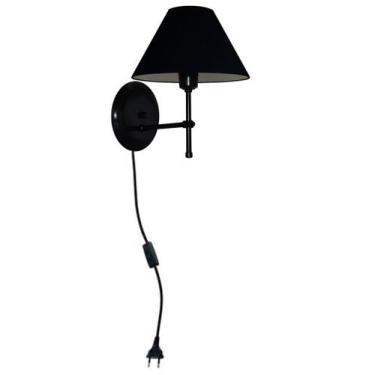 Imagem de Arandela De Parede em T cúpula de algodão Branco ou Preto com fio para