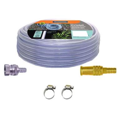 Imagem de Kit Mangueira Transparente 20 M Esguicho Engate Abraçadeiras - Tramont