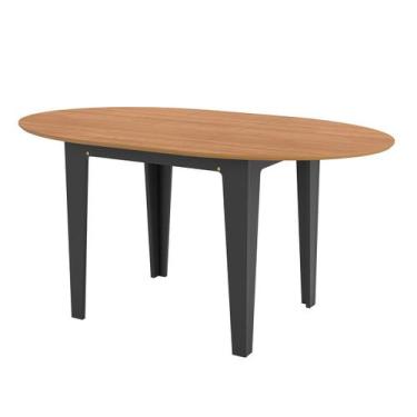 Imagem de Mesa de Jantar Extensível Oval 122/159x77cm MDF Freijó Preto - Dalla C
