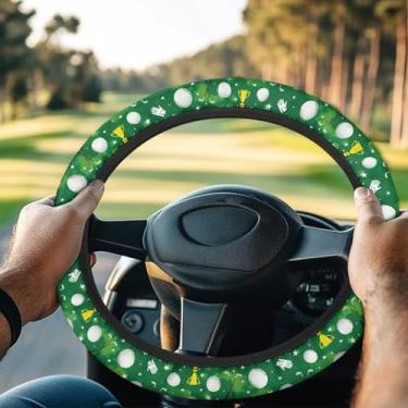 Imagem de Brosoneto Capa para volante de carrinho de golfe - Padrão de golfe extensível Protetor de volante de carrinho de golfe fácil de usar Decorações de carrinho de golfe para golfistas mulheres homens