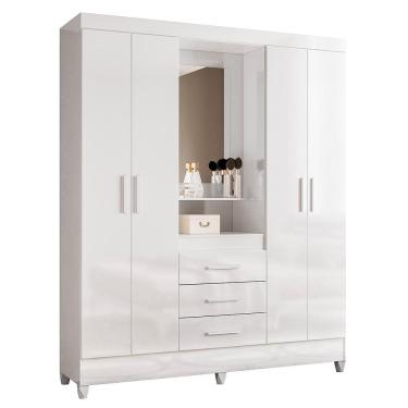 Imagem de Guarda Roupa Solteiro Capelinha Capri 4 Portas e 3 Gavetas com Espelho - Moval