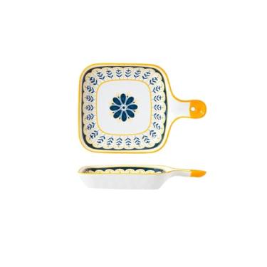 Imagem de Conjunto criativo de tigela e prato personalizados de estilo japonês, utensílios de mesa de cerâmica para casal - assadeira de 23 cm com alça única - Boa sorte