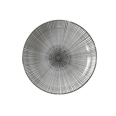 Imagem de Utensílios de mesa minimalistas de cerâmica de 17 cm, prato redondo para bolo de doces - 7 pratos de arroz - pupila preta