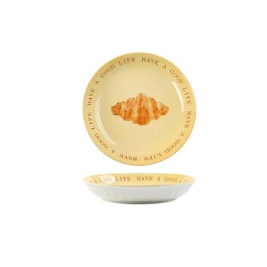 Imagem de Conjunto criativo e personalizado de tigela de cerâmica e utensílios de mesa, tigela e prato de restaurante e hotel com tigela de sopa de orelhas duplas - disco nórdico de 20 cm