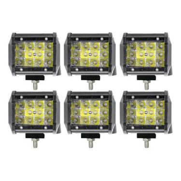 Imagem de Kit 6 Farol Milha Auxiliar 12led 36w 9v60v Retângulo Offroad - Briwax