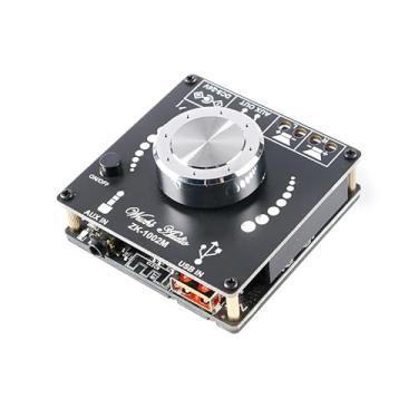 Imagem de EC Buying ZK-1002M 2.0 estéreo 2 x 100W compatível com Bluetooth 5.0 placa amplificador interface AUX USB 100 W + 100 W módulo amplificador componente de saída de energia