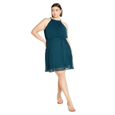 Imagem de City Chic Vestido Plus Size Kimmi azul-petróleo com botões, Azul-petróleo, 46