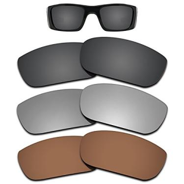 Imagem de Lentes polarizadas antidesbotamento Kygear compatíveis com óculos de sol Oakley Fuel Cell, Black&silver&brown, 0
