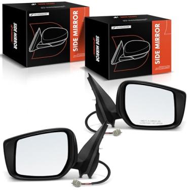 Imagem de A-Premium Par (2) Espelho retrovisor elétrico do lado do motorista e do passageiro - compatível com Nissan Versa 2015 2016 2017 2018 2019 - Espelho retrovisor externo externo preto dobrável manual não