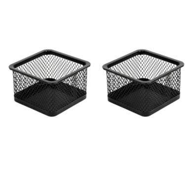 Imagem de Kit 2 Porta Clips Papel Aramado Quadrado Preto Organizador Pequenos Objetos Pregador Prendedor De Mesa Maquiagem Pregadeiras Escritório Escrivaninha Home Office Penteadeira Gaveta 5cmx8cm