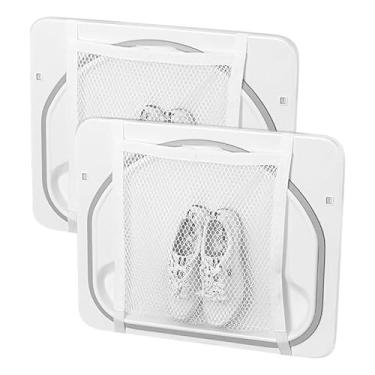 Imagem de 2 sacos para máquina de lavar sapatos, sacos de roupa de malha de 38 x 42 cm, acessórios para secadores de sapatos para tênis, secador de sapatos interno (sacos brancos)