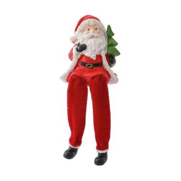 Imagem de UGPLM Boneco de Papai Noel sentado de resina, boneco de Papai Noel com pernas longas, presente de feriado, ornamento decorativo fofo, decoração de Natal, árvore de Retenção à Direita
