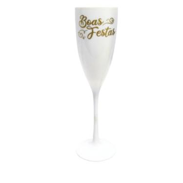 Imagem de Taça Acrílica Champanhe Vinho 180ml Especial Boas Festas (1, Branco)