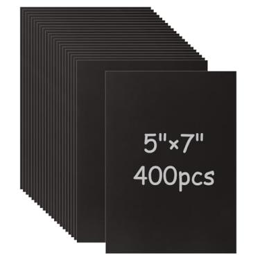 Imagem de MUXHEL 400 folhas de cartolina preta 12,7 x 17,8 cm, 300 g/m², papel para impressora de cartolina em branco para fazer cartões comemorativos, etiquetas de presente, cartões postais, cartões DIY