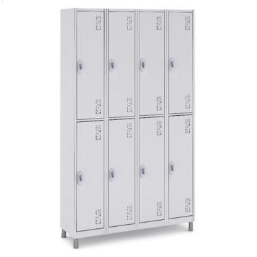 Imagem de Roupeiro 191x128x40Cm Vestiário Academia 8 Portas Grandes - W3, Cinza