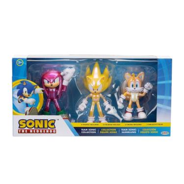 Imagem de 3 Bonecos Knuckles, Super Sonic e Tails de 10cm - Sonic