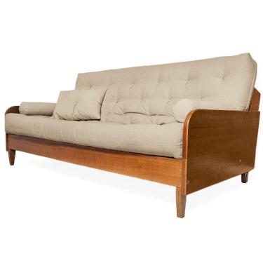 Imagem de Sofá Cama Paris II Sarja em Madeira Maciça Cor Natural - Bege Claro