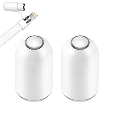 Imagem de Hiicopa Tampa de substituição magnética para Apple Pencil 1ª geração (pacote com 2) - com suporte de tampa protetora de silicone (branca)