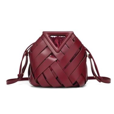 Imagem de Bolsa feminina, fivela magnética triangular, tiracolo/ombro único, grande capacidade, Borgonha, Ombro único/cruz/corpo no peito