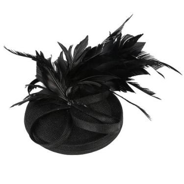 Imagem de Chapéu feminino flor derby feather fascinators contas fofas para chapé