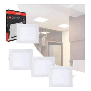 Imagem de 4 Painel Led Plafon 18W Quadrado Embutir 6500K 22X22Cm Biv C