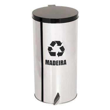 Imagem de Lixeira Pedal Coleta Seletiva De Aço Inox 30x60 50l - Higipack