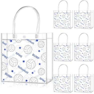 Imagem de Zenoble 24 peças de lembrancinhas de festa de vôlei dupla face PVC transparente para lanches e doces sacos de presente com alça para tema de equipe de vôlei, artigos de festa de aniversário, férias