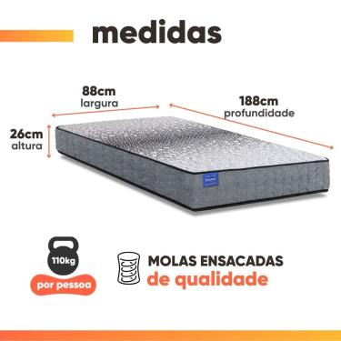 Imagem de Cama Box Solteiro Probel Molas Ensacadas 88x188x64 Day Springs a Vácuo Branco/Cinza