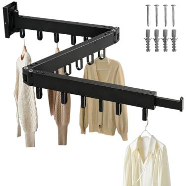 Imagem de Socpuro Estante de secagem de roupas, suporte para pendurar na parede com 18 ganchos, escorredor dobrável para lavanderia, varanda, banheiro