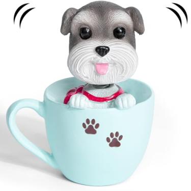 Imagem de COGEEK Bobble Head Dogs in The Cup, Resin Shaking Dog Figure with Aroma Pad, Cute Nodding Doggy Car Dashboard Decor for Home Office Desk - Schnauzer