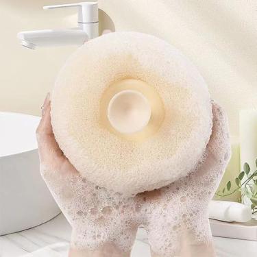 Imagem de Escovas de chuveiro esfoliantes, escova de limpeza super macia, esfoliante, esponja de banho, bola de esponja de banho com ventosa para mulheres e homens (amarelo, 11,5 cm)