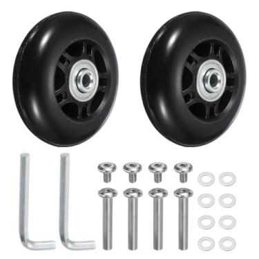 Imagem de YELARXI Replacement Luggage Wheels, Suitcase Wheels Replacement Kit 70x24mm & 1 Set & Rubber & Black - Fitting for (Swivel Caster Bearings Repair/Replacing/Roller Bag/Suitcase/Spinner)
