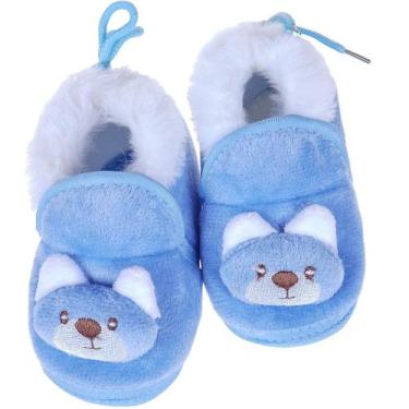 Imagem de Jogo 2 Pantufa Sapatinho para Bebês com Ursinho - UseDue, Azul, 15/16