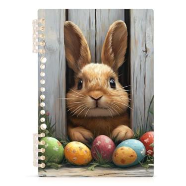 Imagem de Burbuja Caderno de coelhinho fofo da Páscoa, papel pautado universitário A5 com 60 folhas, fichário para diário, escritório, 1 pacote