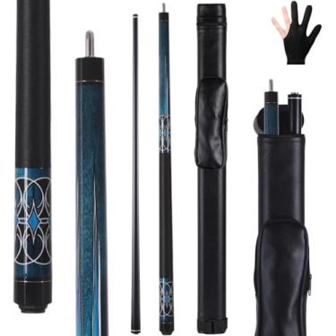 Imagem de Tiekerbilir Taco de sinuca de fibra de vidro, 2 peças de taco de sinuca - 147 cm tacos profissionais de bilhar para tacos de bilhar, conjunto de bastões de sinuca profissional de 538 a 567 g (com