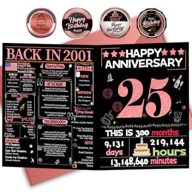 Imagem de Joycard Cartão de aniversário de 25 anos para mulheres, cartão de casamento prata para esposa, presentes de decorações de casamento doces para casal, perfeito para ela no dia de aniversário, em 2001