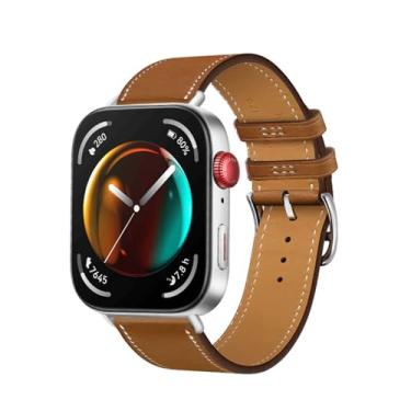 Imagem de SAAWEE Pulseira de couro de vaca italiana para huawei watch fit 3, pulseira inteligente de substituição, acessório de pulseira(Brown)
