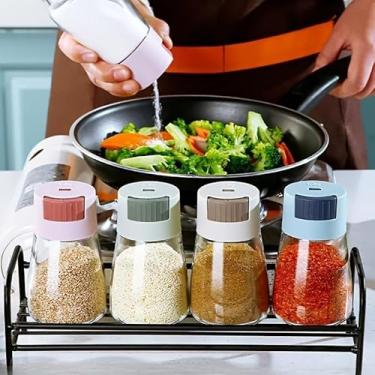 Imagem de Saleiro e pimenteiro tipo empurrão quantitativo preciso, dispensador de 0,5 gramas, garrafa de controle de sal quantitativo, potes de tempero, recipientes para cozinha e acampamento (verde)