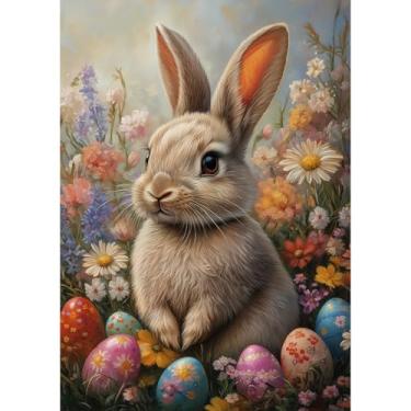 Imagem de NAIMOER Kits de pintura de diamante para adultos, ovos de páscoa coelho 5D kits de arte de diamante para adultos iniciantes, diamante de pintura, faça você mesmo redondo completo pedra de cristal arte