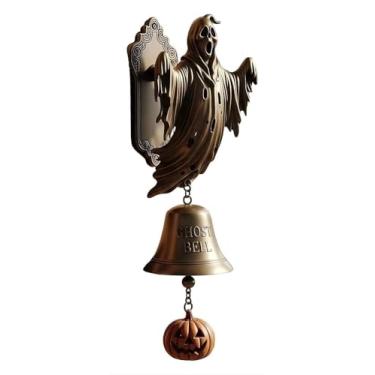 Imagem de Enfeites de campainha de Halloween, sinos de bruxa, campainhas de esqueleto de abóbora, decorações vintage exclusivas para decoração de porta, varanda, casa e parede (B, 1 peça)