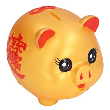 Imagem de aqxreight Cofrinho Bonito Dos Desenhos Animados Em Formato de Porco Anti-queda Banco de Moedas para Crianças para Presente Decoração de Casa Armazenamento de Moedas Tamanho Médio Porquinho é (Porco