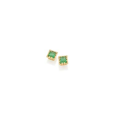Imagem de Brinco Rommanel Banhado a Ouro 18k com Cristais Verdes - 525783 DSW