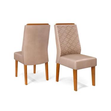 Imagem de Kit 2 Cadeiras De Cozinha Lidia 2 Un Freijó-suede Kraft Bege - Dj Móveis