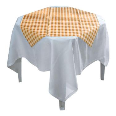 Imagem de Toalha De Mesa Xadrez Laranja Tnt 70cm X 70cm - 5 Unidades