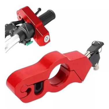 Imagem de Trava Antifurto Trava Manete Freio Acelerador Moto Reforçado Trava De Moto Vermelho